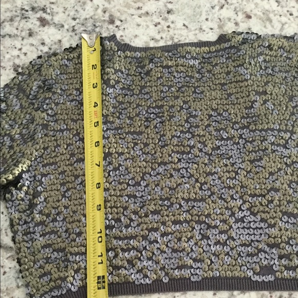Bebe XS gray with Matt silver/gold sequin brand new cardigan - Picture 6 of 13